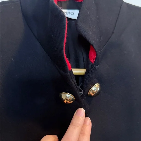 Mango Black Blazer with Red Trim and Gold Buttons - Picture 5 of 6